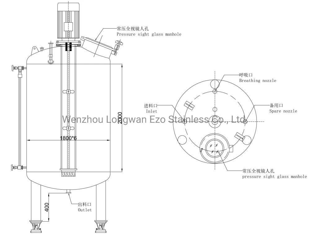 Stainless Steel Sanitary Grade Big Volume Aseptic Steam Heating Vertical Homogenizing Emulsification Tank